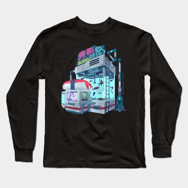 Sushio Vending Machine Long Sleeve T-Shirt by Ginkgo Whale